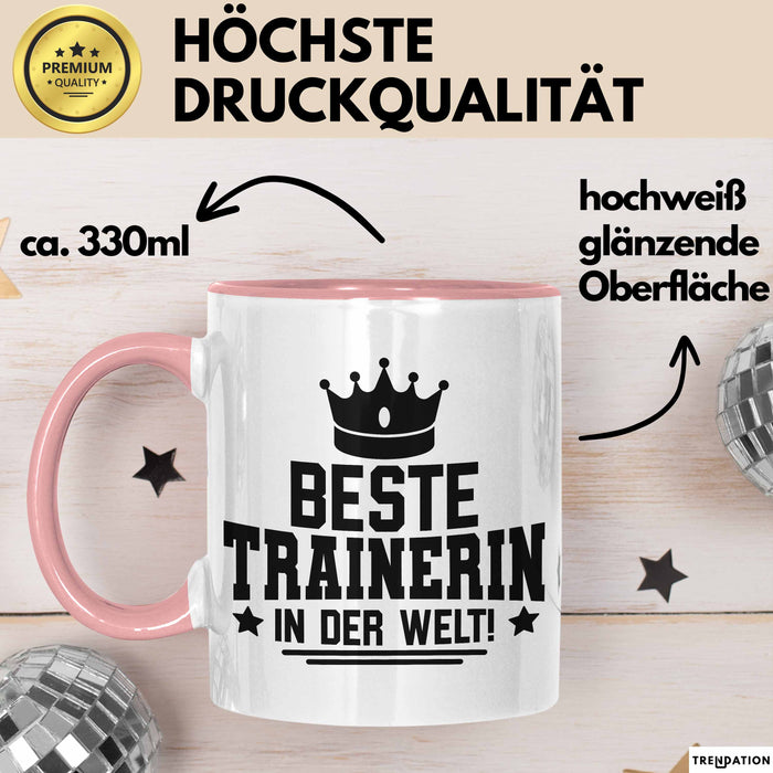 Trainerin Tasse Geschenk Beste Trainerin In Der Welt Fussball Handball Hockey Trainerin Rosa Trendation