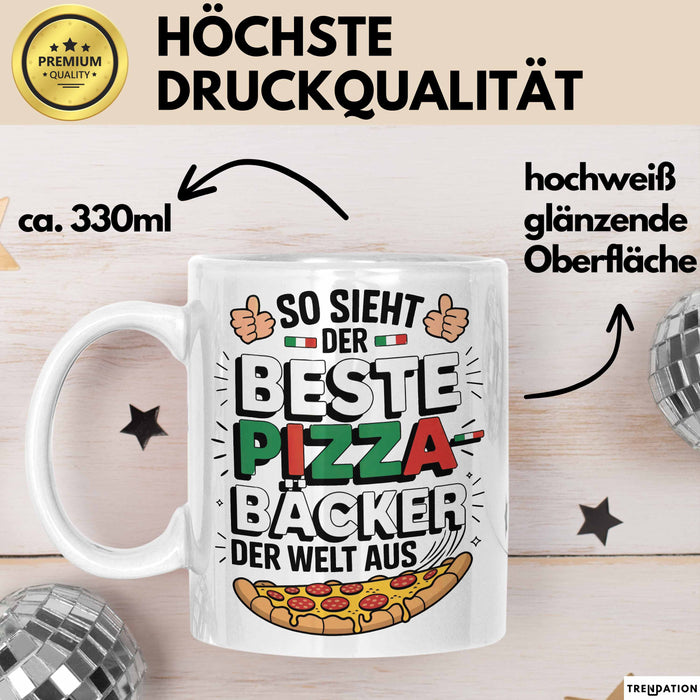 Pizzabäcker Tasse Geschenk Bester Pizzabäcker für Koch Weiß Trendation