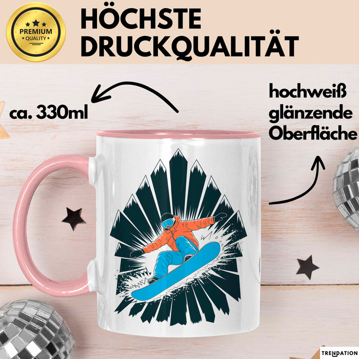 Snowboarder Tasse Geschenk Lustige Geschenkidee Spruch Für Berg Fahrer Rosa Trendation