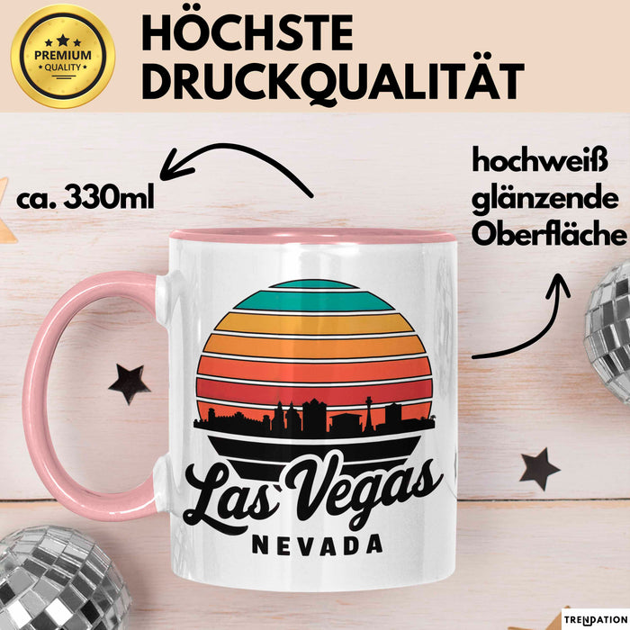 Las Vegas Nevada USA Tasse Geschenk Lustige Geschenkidee Spruch Rosa Trendation