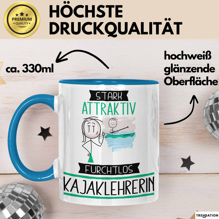 Kajaklehrerin Tasse Geschenk Becher Stark Attraktiv Furchtlos Kajaklehrerin Lustige Geschenkidee Blau Trendation