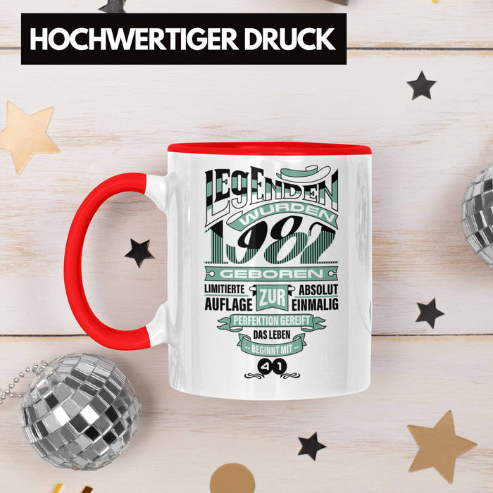 TRENDATION 40. Geburtstag Tasse Frau Mann Geschenk 40er Geschenkidee 40 Mutter Vater Rot Trendation