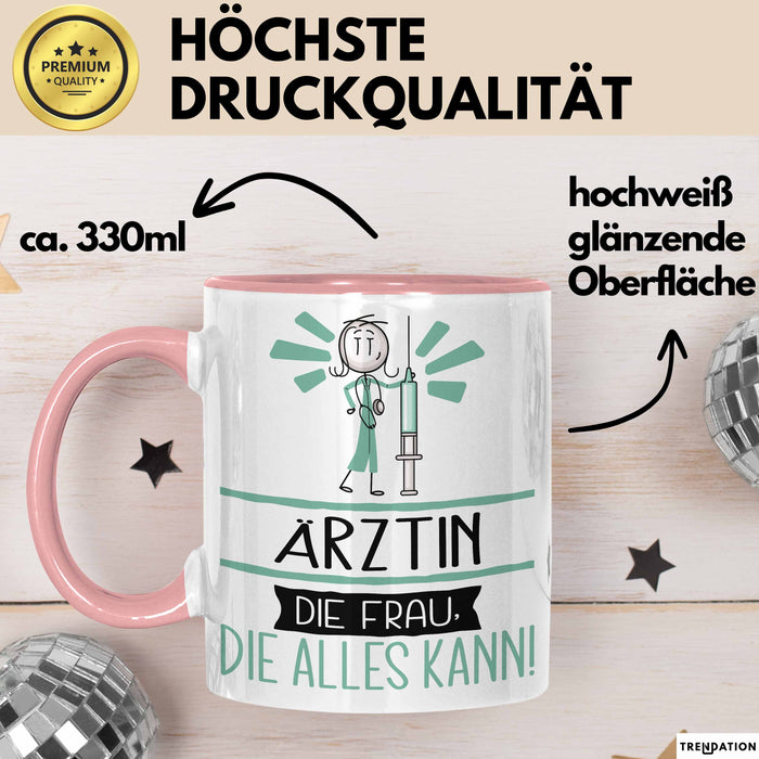 Ärztin Geschenk Tasse Becher Die Frau Die Allen Kann Geschenkidee für eine Ärztin Lustig Rosa Trendation