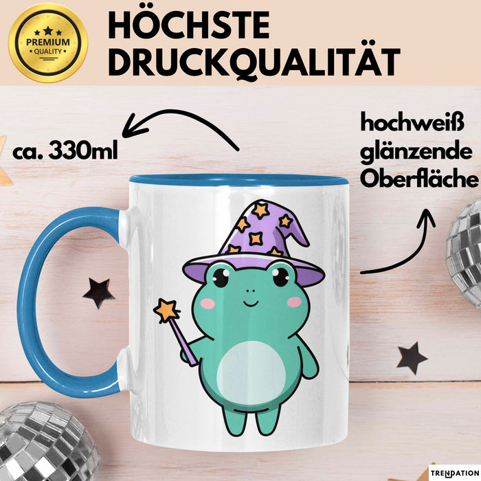 Frosch Tier Zauberer Tasse Geschenk Lustige Geschenkidee Spruch Blau Trendation