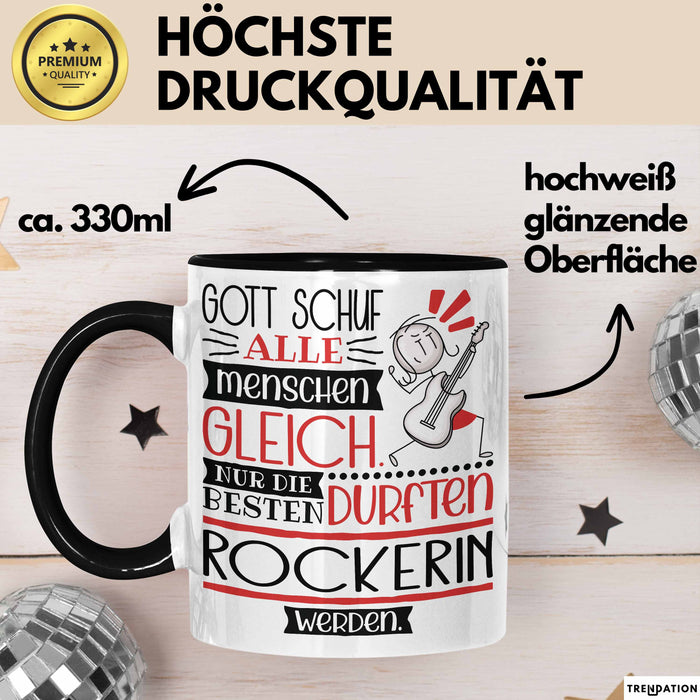 Rockerin Geschenk Becher Tasse Gott Schuf Alle Menschen Gleich Nur Die Besten Durfeten Rockerin Werden Geschenkidee Lustig Trendation