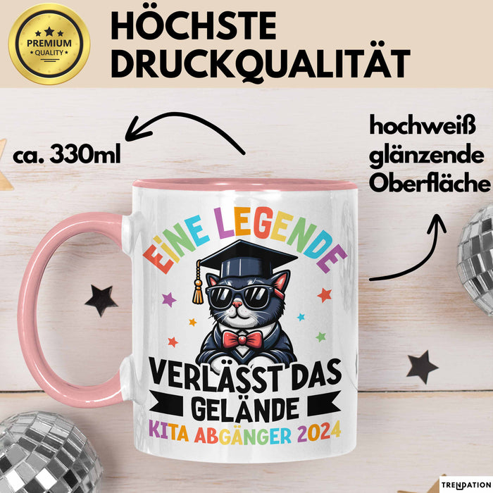 Einschulung Tasse Geschenk Kita Abgänger 2025 Eine Legende Geht Vom Gelände 1. Schultag Rosa Trendation