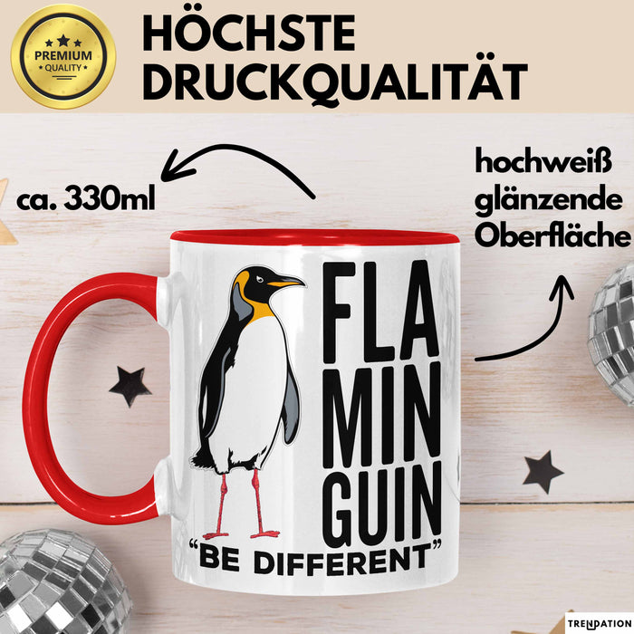Pinguin Flamingo Tasse Geschenk Lustige Geschenkidee Spruch Flaminguin Rot Trendation