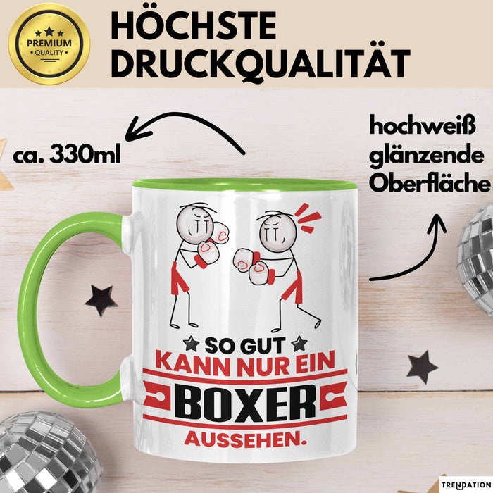 Boxer Geschenk Tasse So Gut Kann Nur Ein Boxer Aussehen Geschenkidee Kaffee-Becher Grün Trendation