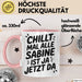 Sabine Tasse Geschenk Chillt Mal Alle Sabine Ist Ja Jetzt Da Geschenkidee Becher mit Name Rosa Trendation