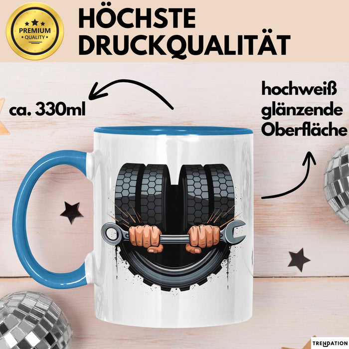 LKW Mechaniker Tasse Geschenk Lustige Geschenkidee Spruch Für Nutzfahrzeug Profis Blau Trendation