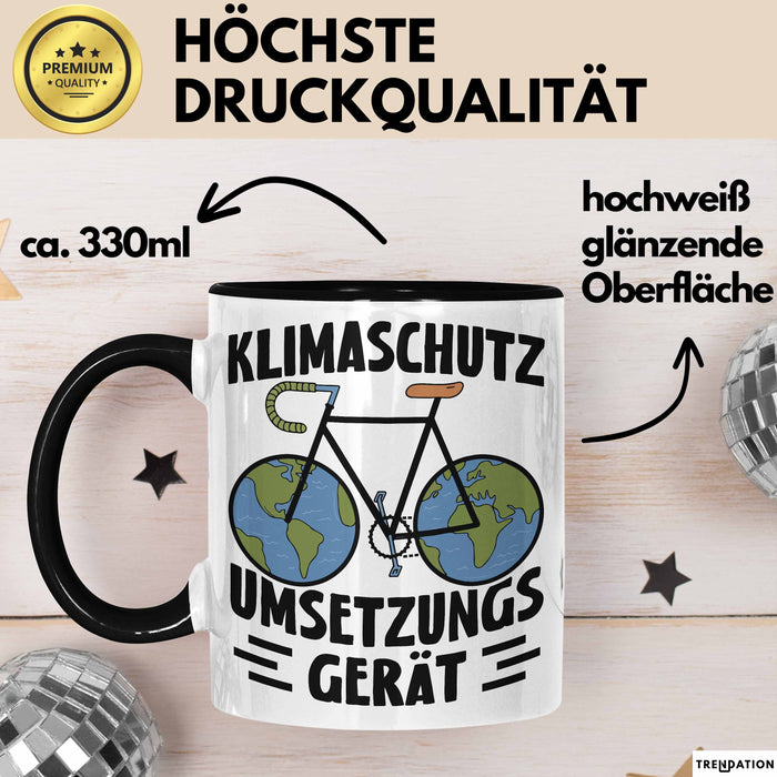 Fahrradfahrer Tasse Geschenk Klimaschutz Umsetzungsgerät Geschenkidee Umweltschutz Klimafreundlich Becher Trendation
