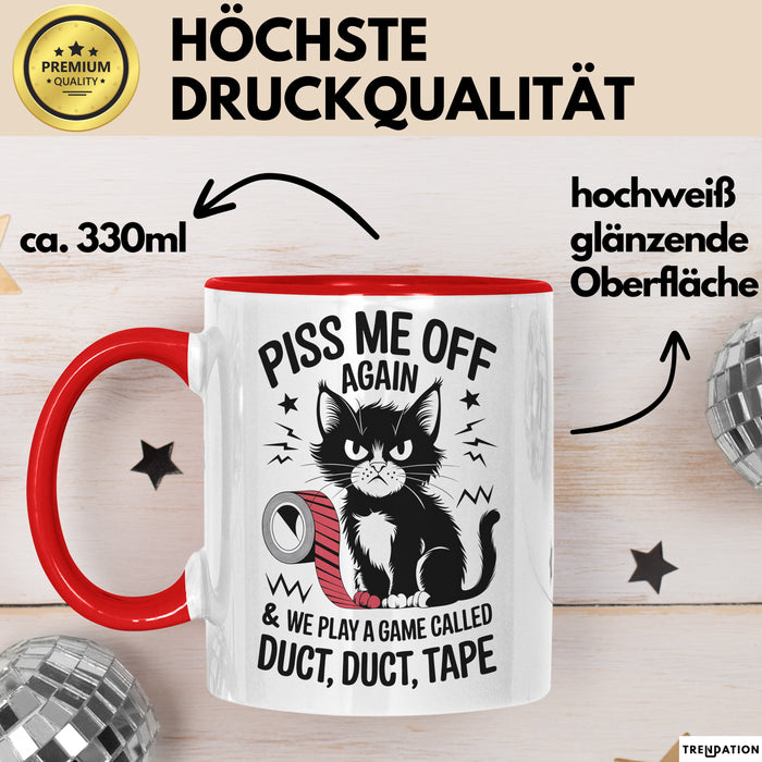 Katzen Tasse Geschenk Duct Duct Tape Geschenkidee Lustig Katze Sarkasmus Rot Trendation