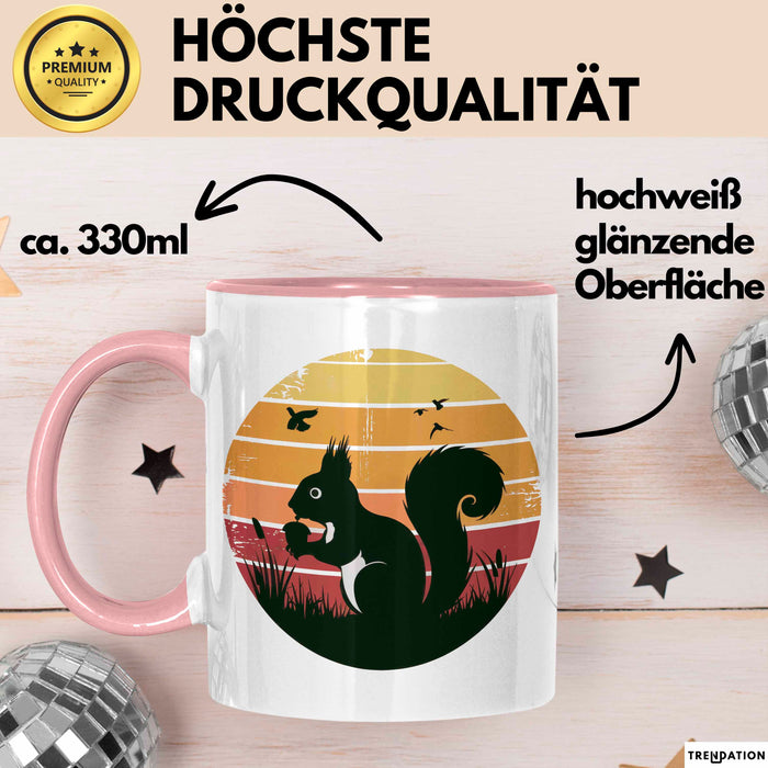 Eichhörnchen Tierliebhaber Retro Tasse Geschenk Lustige Geschenkidee Spruch Rosa Trendation