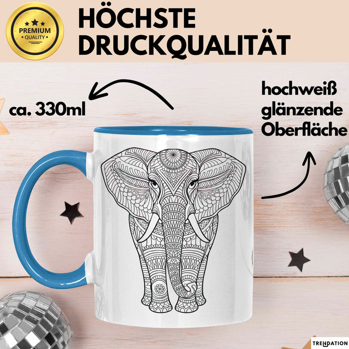 Elefant Mandala Tasse Geschenk Lustige Geschenkidee Spruch Blau Trendation