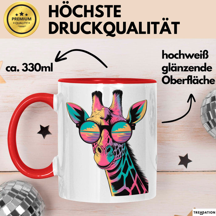 Giraffe Mit Sonnenbrille Tasse Geschenk Lustige Geschenkidee Spruch Rot Trendation