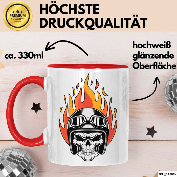 Motorradfahrer Tasse Geschenkidee Biker Lustiger Spruch Geschenkidee Lustig Rot Trendation