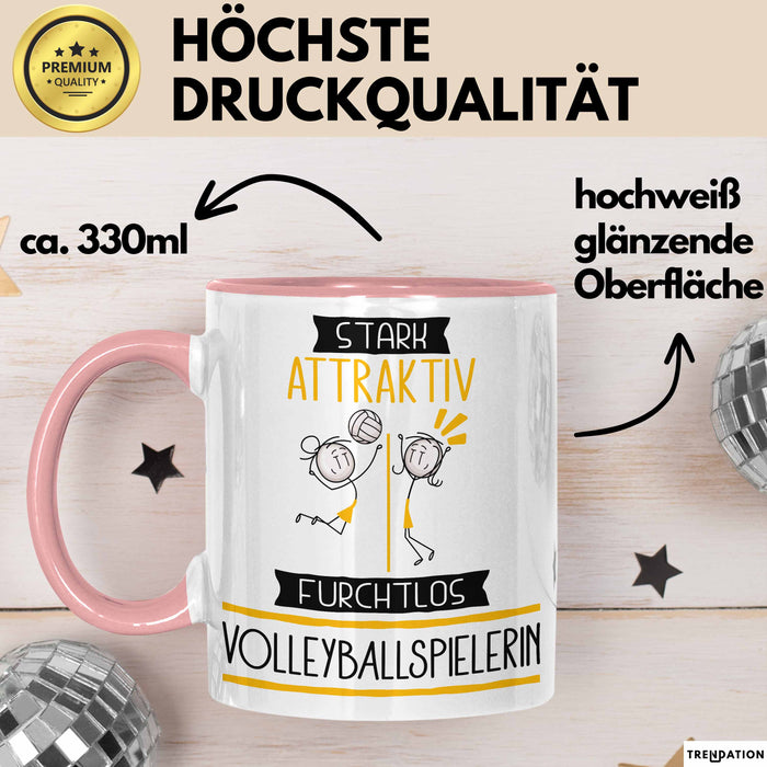 Volleyballspielerin Tasse Geschenk Becher Stark Attraktiv Furchtlos Volleyballspielerin Lustige Geschenkidee Rosa Trendation