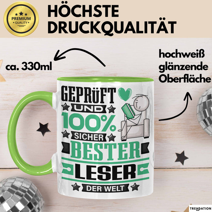 Leser Geschenk Lustiger Spruch für Leser Geschenkidee Bester Leser Der Welt Grün Trendation