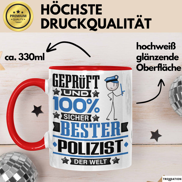 Polizist Geschenk Lustiger Spruch für Polizist Geschenkidee Bester Polizist Der Welt Rot Trendation