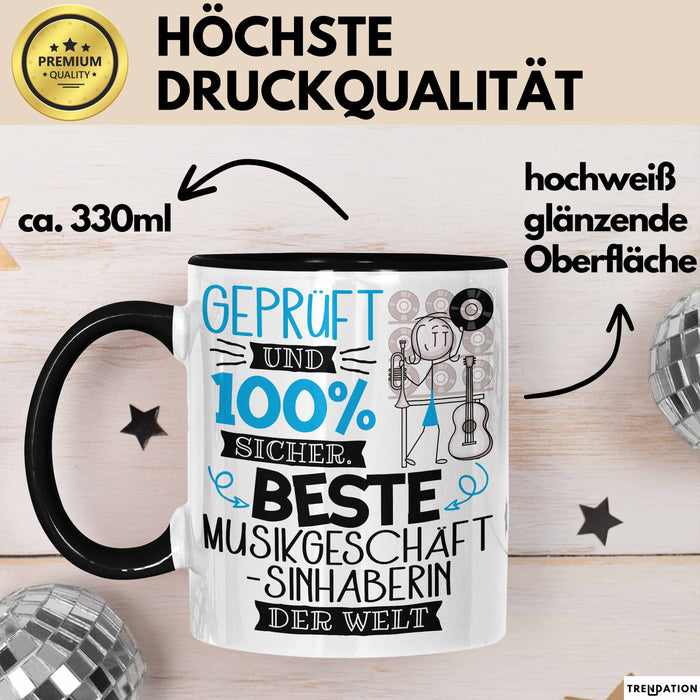 Beste Musikgeschäftsinhaberin Der Welt Tasse Geschenk für Eine Musikgeschäftsinhaberin Geprüft Und Sicher Geschenkidee Geburtstag Weihnachten Trendation