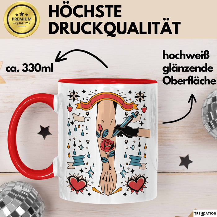 Tätowierer Tasse Geschenk Lustige Geschenkidee Spruch Für Tattoo Künstler Rot Trendation