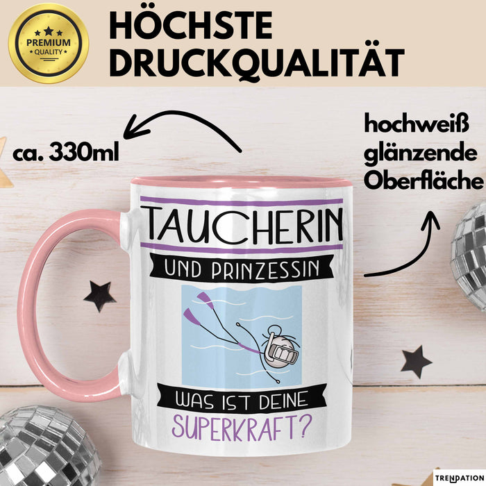Taucherin Und Prinzessin Tasse Geschenk Für Eine Taucherin Geburtstag Was Ist Deine Superkraft Rosa Trendation