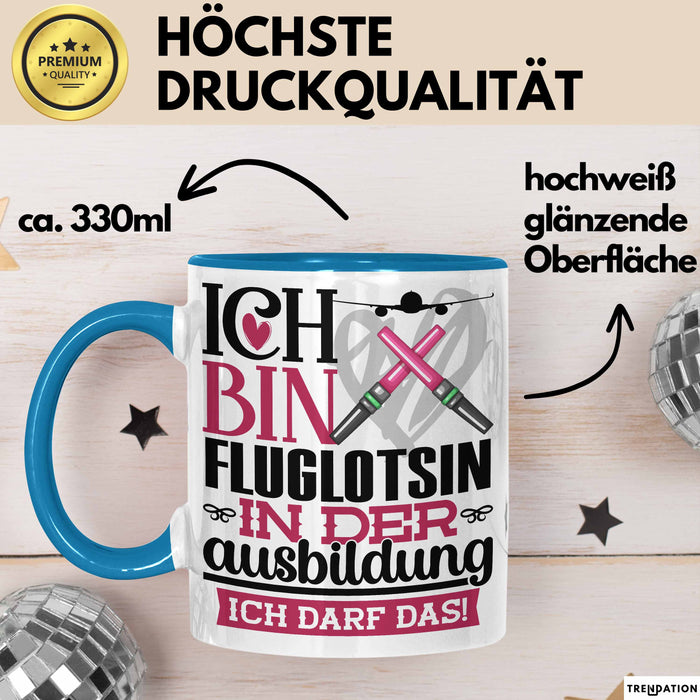 Fluglotsin Ausbildung Start Geschenk Tasse Ich Bin Fluglotsin In Der Ausbildung Ich Darf Das Kaffee-Becher Geschenkidee Blau Trendation