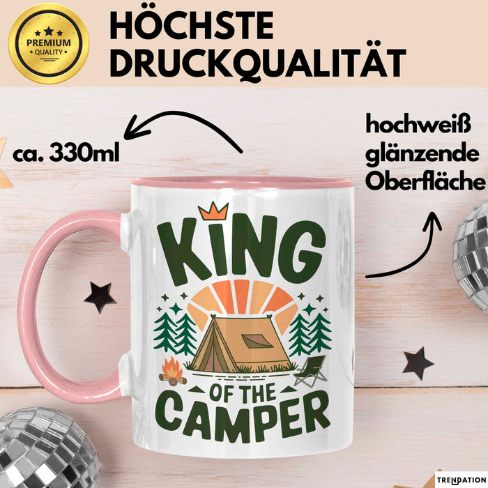 Camper Camping Tasse Geschenk Lustige Geschenkidee Spruch Kinf OF The Camper Rosa Trendation