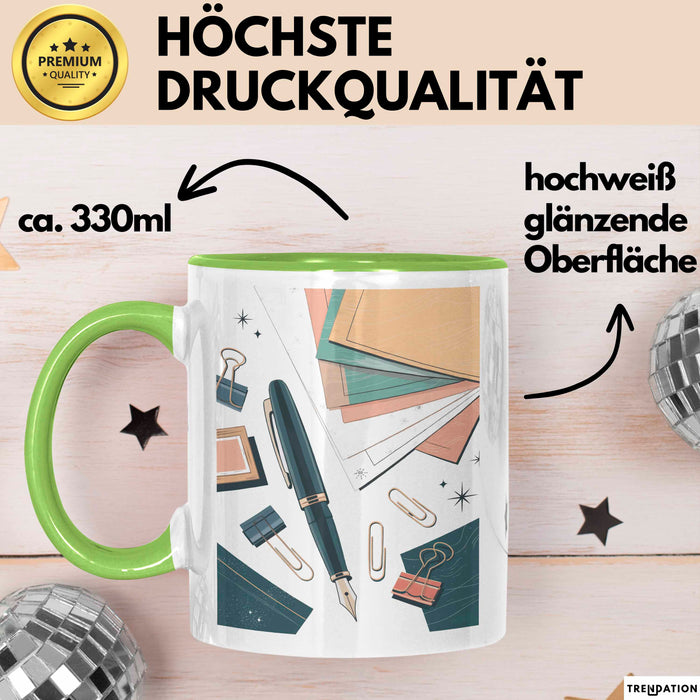 Schreibwaren Nerd Tasse Geschenk Lustige Geschenkidee Spruch Für Papier Liebhaber Grün Trendation