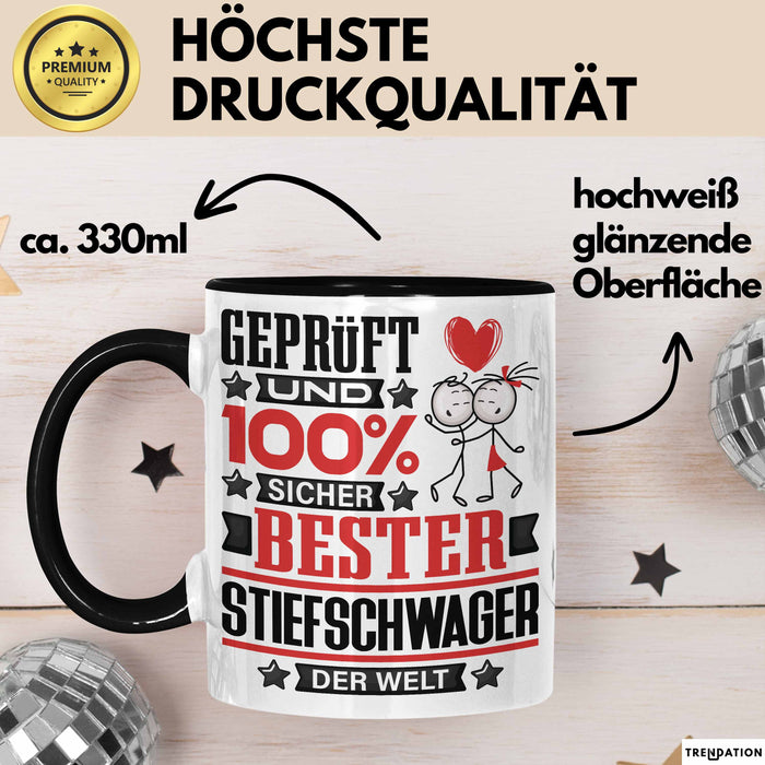Stiefschwager Geschenk Lustiger Spruch für Stiefschwager Geschenkidee Bester Stiefschwager Der Welt Schwarz Trendation