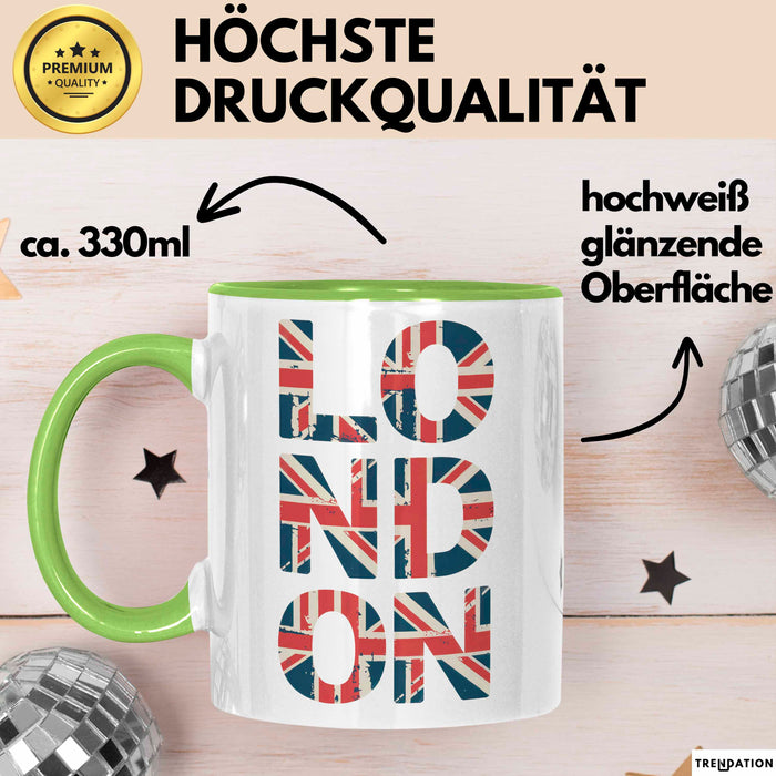 England Flagge London Tasse Geschenk Lustige Geschenkidee Spruch Grün Trendation