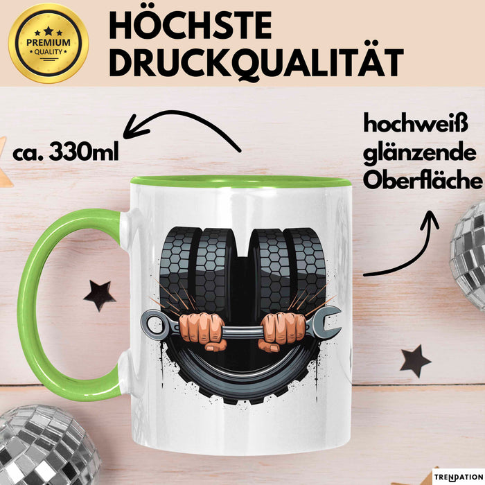 LKW Mechaniker Tasse Geschenk Lustige Geschenkidee Spruch Für Nutzfahrzeug Profis Grün Trendation