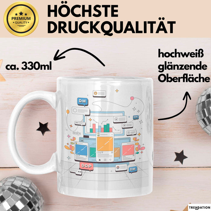 Social Media Manager Tasse Geschenk Lustige Geschenkidee Spruch Für Wachstum Treiber Weiß Trendation