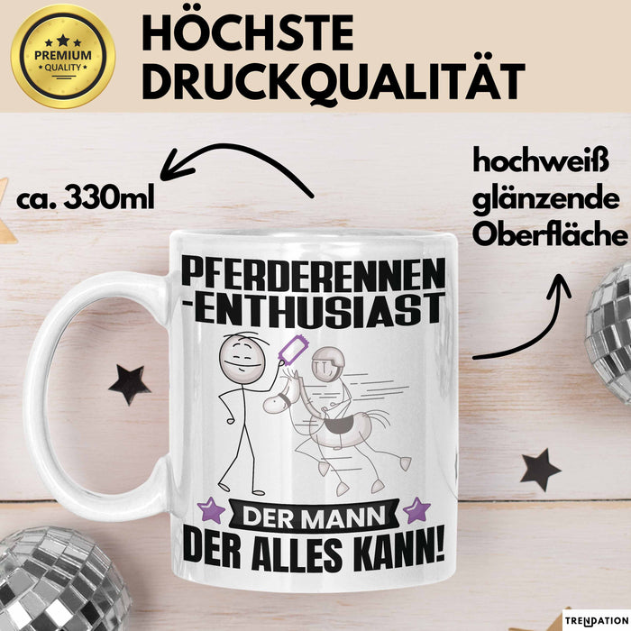 Pferderennen-Enthusiast Tasse Geschenk für Pferderennen-Enthusiast Der Mann Der Alles Kann Geschenkidee zum Geburtstag Weiß Trendation