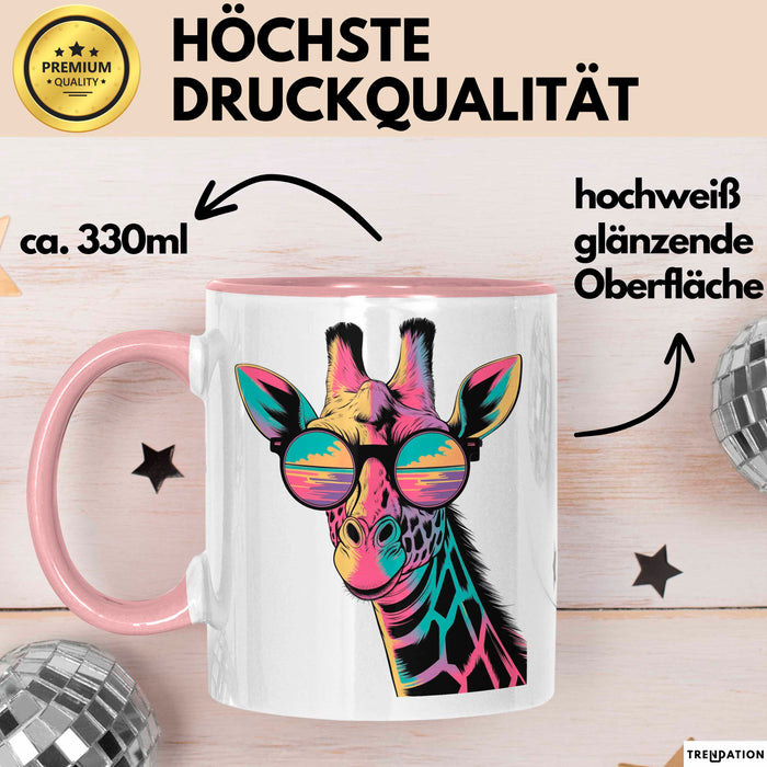 Giraffe Mit Sonnenbrille Tasse Geschenk Lustige Geschenkidee Spruch Rosa Trendation