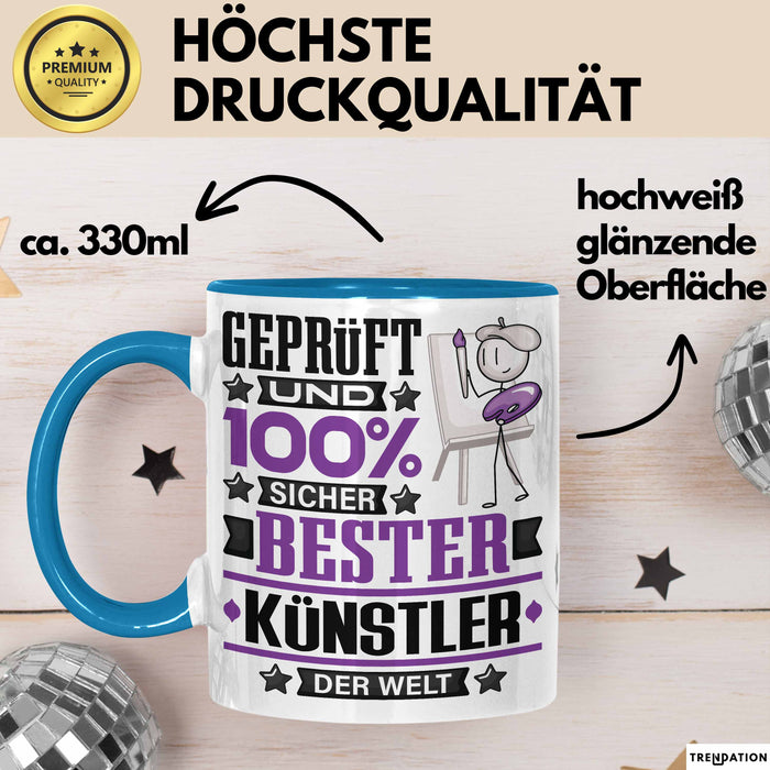 Künstler Geschenk Lustiger Spruch für Künstler Geschenkidee Bester Künstler Der Welt Blau Trendation