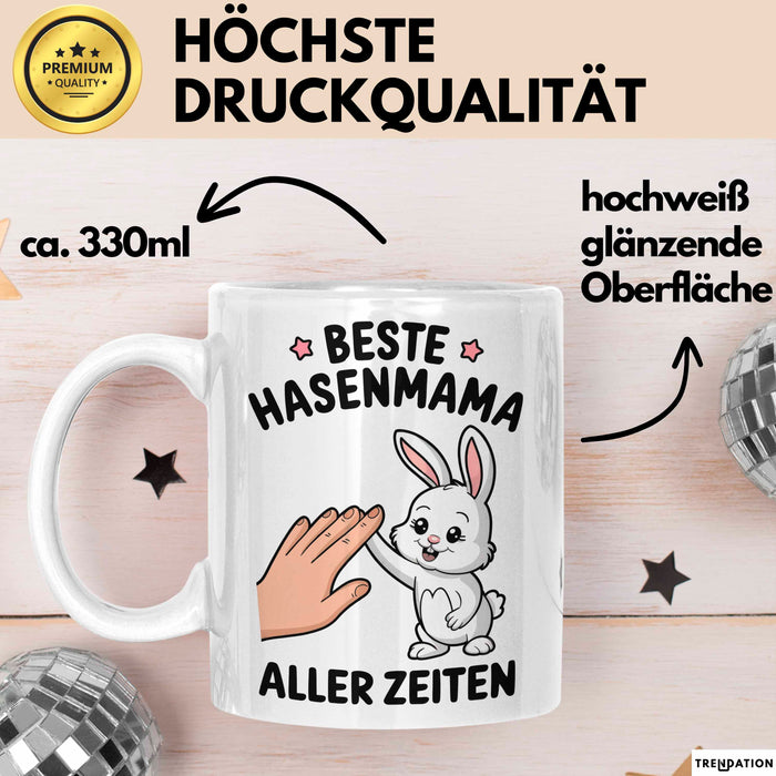 Kaninchen Hase Tierliebhaber Tasse Geschenk Lustige Geschenkidee Spruch Beste Hasenmama Aller Zeiten Weiß Trendation