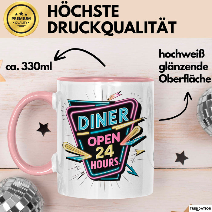 Diner Fan Tasse Geschenkidee für Retro Essen Liebhaber Rosa Trendation