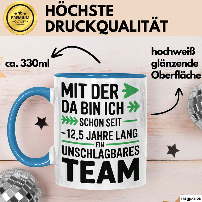 Romantische Pärchen Tasse Geschenk Team seit 12,5 Jahren Geschenkidee Lustig Blau Trendation