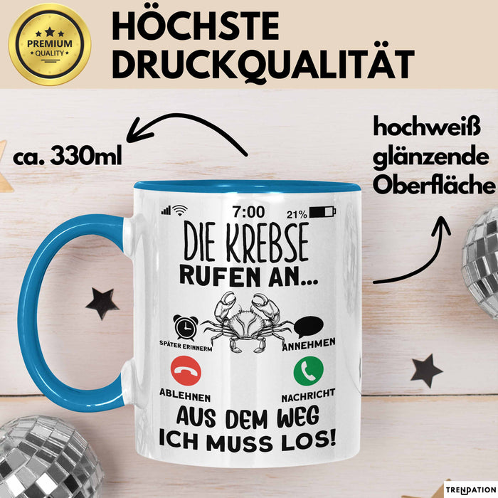 Krebse Liebhaber Tasse Geschenk Die Krebse Rufen An Geschenkidee Becher Blau Trendation