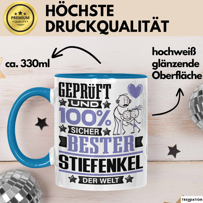 Stiefenkel Geschenk Lustiger Spruch für Stiefenkel Geschenkidee Bester Stiefenkel Der Welt Blau Trendation