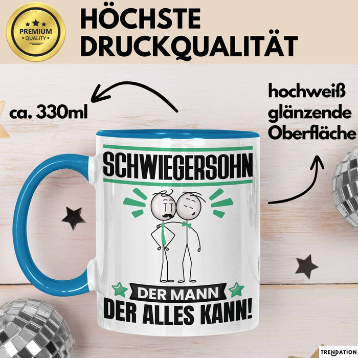 Schwiegersohn Tasse Geschenk für Schwiegersohn Der Mann Der Alles Kann Geschenkidee zum Geburtstag Blau Trendation