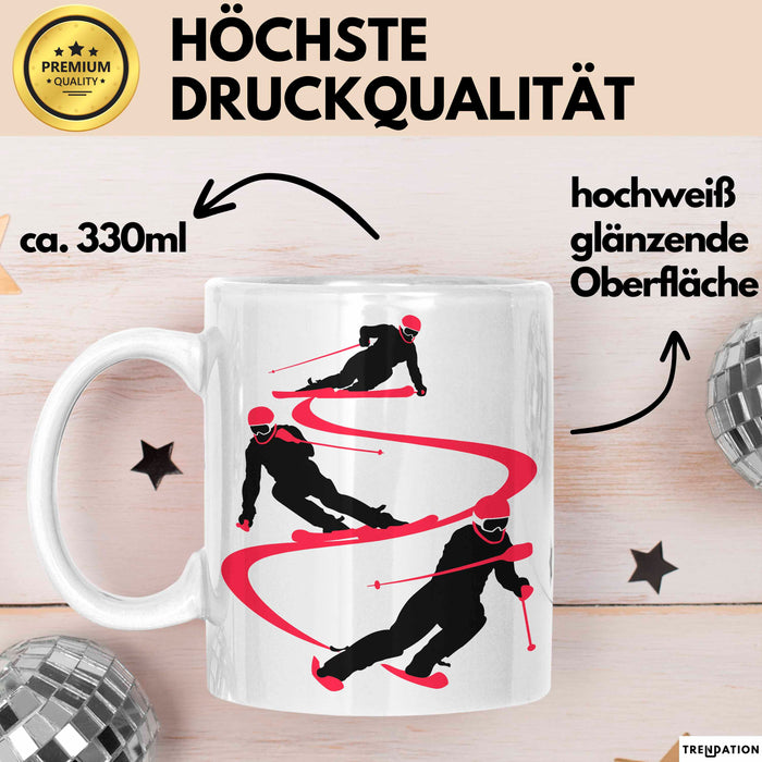 Ski Tasse Geschenk Grafik Skifahrer Becher Weiß Trendation
