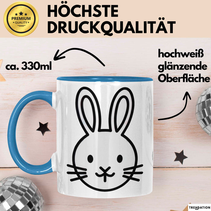 Kaninchen Hase Tierliebhaber Tasse Geschenk Lustige Geschenkidee Spruch Blau Trendation