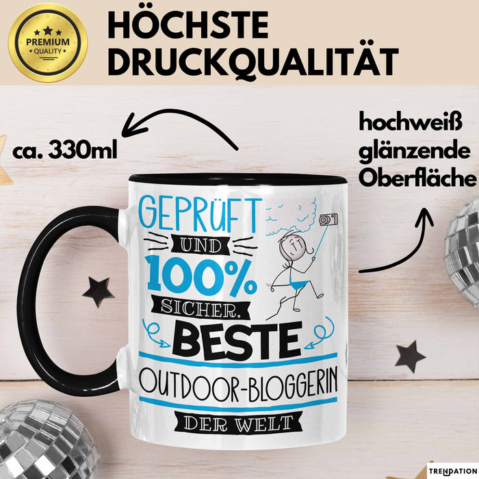 Beste Outdoor-Bloggerin Der Welt Tasse Geschenk für Eine Outdoor-Bloggerin Geprüft Und Sicher Geschenkidee Geburtstag Weihnachten Trendation