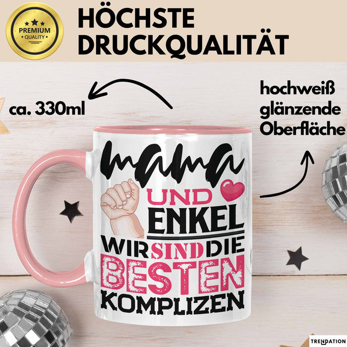 Mama Und Enkel Tasse Geschenk Beste Komplizen Lustiger Spruch Rosa Trendation