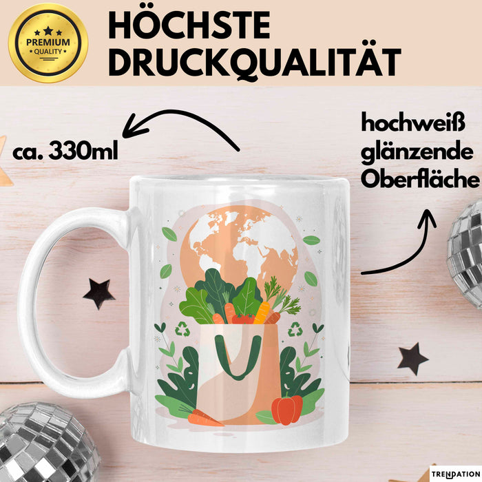 Nachhaltiges Leben Tasse Geschenk Lustige Geschenkidee Spruch Für Umwelt Unterstützer Weiß Trendation