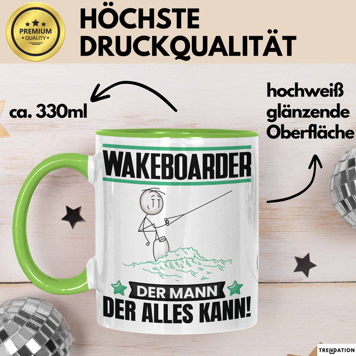 Wakeboarder Tasse Geschenk für Wakeboarder Der Mann Der Alles Kann Geschenkidee zum Geburtstag Grün Trendation