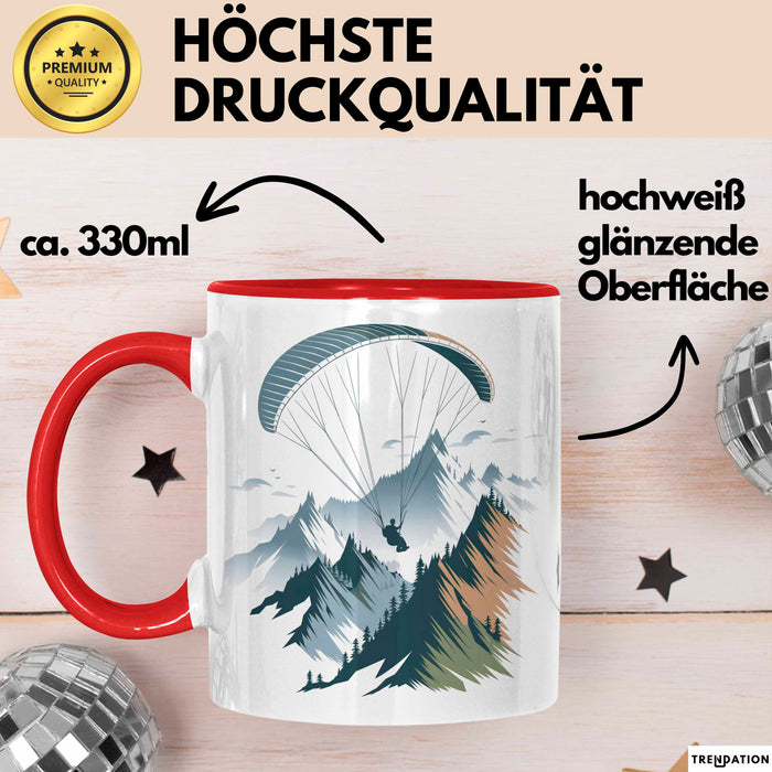 Paraglider Tasse Geschenkidee Himmelsentdecker Lustiger Geschenkidee Lustig Rot Trendation