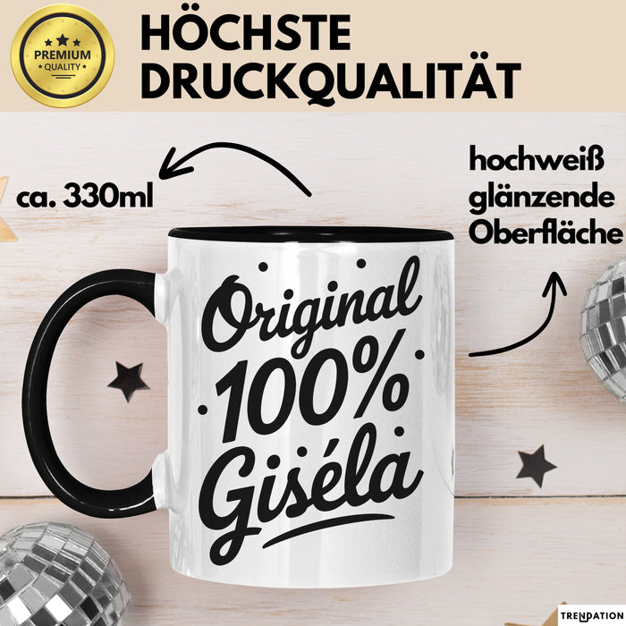 Gisela Tasse Geschenk Original 100% Gisela Geschenkidee Geburtstag Schwarz Trendation